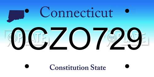 0CZO729 Connecticut License Plate
