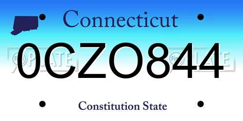 0CZO844 Connecticut License Plate