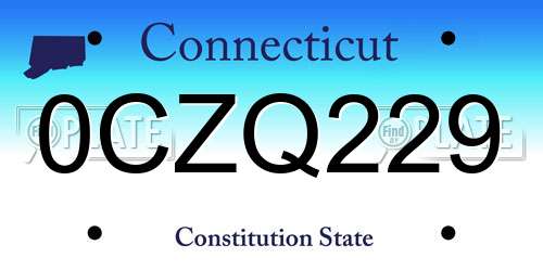 0CZQ229 Connecticut License Plate