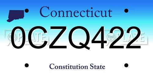0CZQ422 Connecticut License Plate