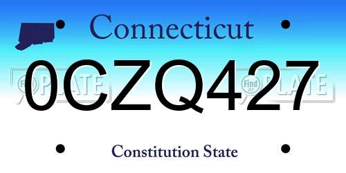 0CZQ427 Connecticut License Plate