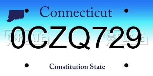 0CZQ729 Connecticut License Plate