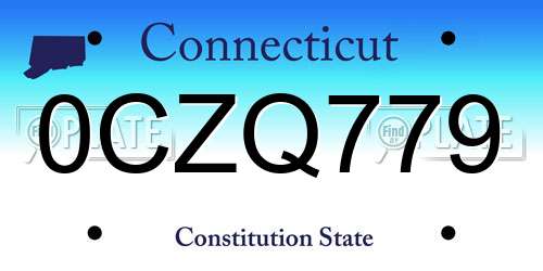 0CZQ779 Connecticut License Plate