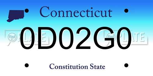 0D02G0 Connecticut License Plate