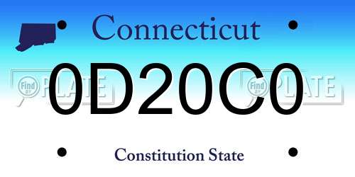 0D20C0 Connecticut License Plate