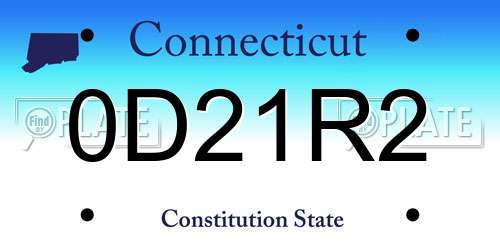 0D21R2 Connecticut License Plate