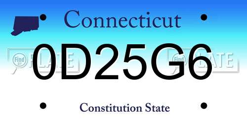 0D25G6 Connecticut License Plate