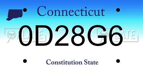 0D28G6 Connecticut License Plate