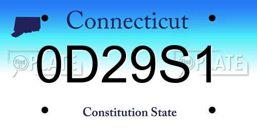 0D29S1 Connecticut License Plate