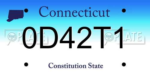 0D42T1 Connecticut License Plate