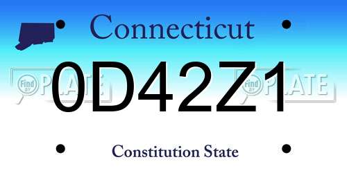 0D42Z1 Connecticut License Plate