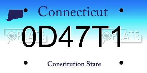 0D47T1 Connecticut License Plate