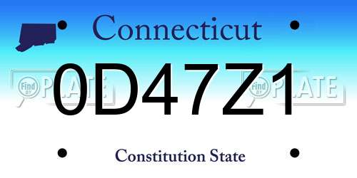 0D47Z1 Connecticut License Plate