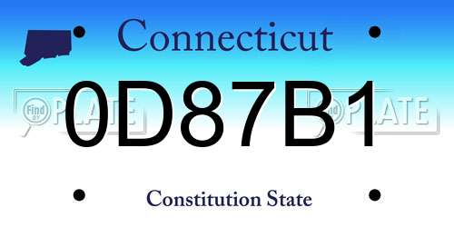 0D87B1 Connecticut License Plate