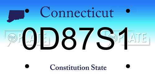 0D87S1 Connecticut License Plate