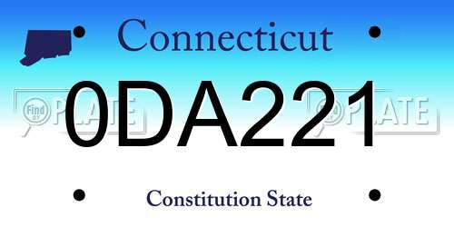 0DA221 Connecticut License Plate