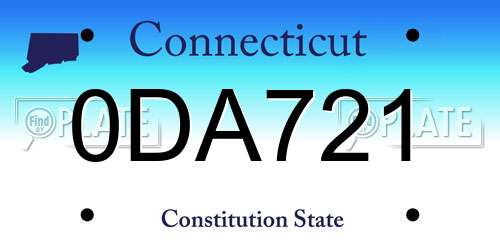 0DA721 Connecticut License Plate