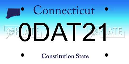0DAT21 Connecticut License Plate