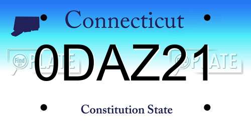 0DAZ21 Connecticut License Plate