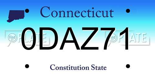 0DAZ71 Connecticut License Plate