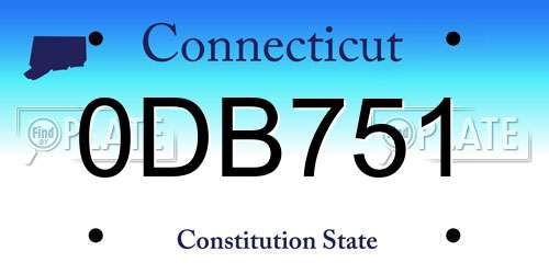 0DB751 Connecticut License Plate