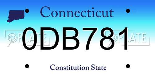 0DB781 Connecticut License Plate