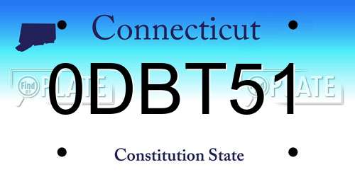 0DBT51 Connecticut License Plate