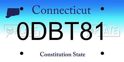 0DBT81 Connecticut License Plate