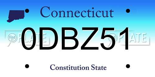 0DBZ51 Connecticut License Plate