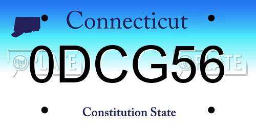 0DCG56 Connecticut License Plate