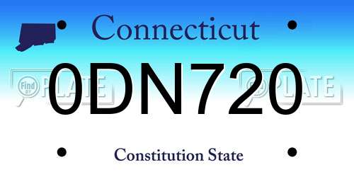 0DN720 Connecticut License Plate