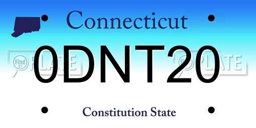 0DNT20 Connecticut License Plate