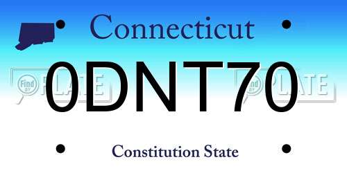 0DNT70 Connecticut License Plate
