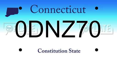 0DNZ70 Connecticut License Plate