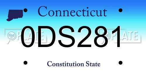 0DS281 Connecticut License Plate