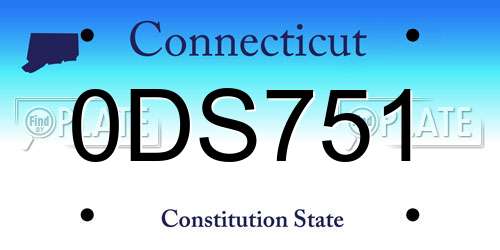 0DS751 Connecticut License Plate