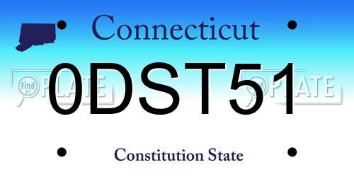 0DST51 Connecticut License Plate
