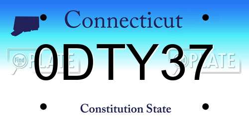 0DTY37 Connecticut License Plate