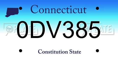 0DV385 Connecticut License Plate