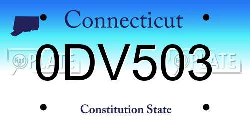 0DV503 Connecticut License Plate