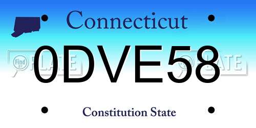 0DVE58 Connecticut License Plate