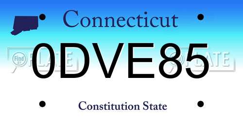 0DVE85 Connecticut License Plate