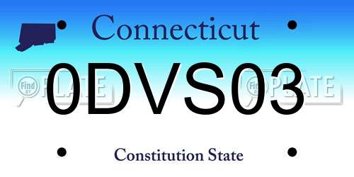 0DVS03 Connecticut License Plate