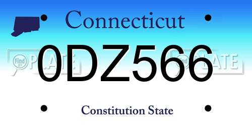 0DZ566 Connecticut License Plate