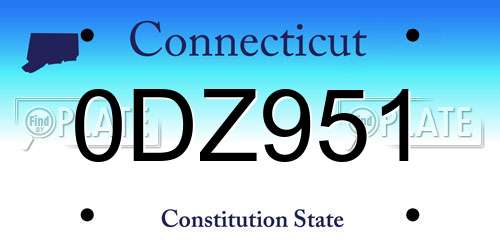 0DZ951 Connecticut License Plate