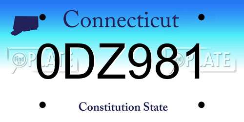 0DZ981 Connecticut License Plate