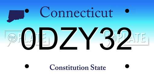 0DZY32 Connecticut License Plate