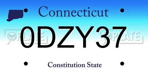 0DZY37 Connecticut License Plate
