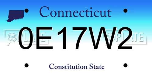0E17W2 Connecticut License Plate