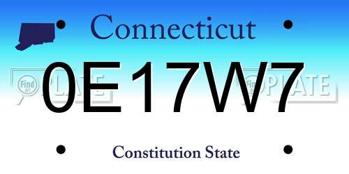 0E17W7 Connecticut License Plate